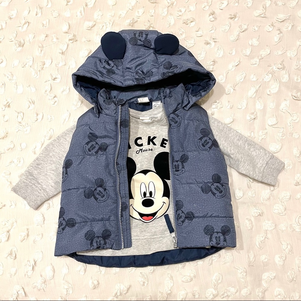 H&M Mickey Mouse Puffer Vest 12-18M